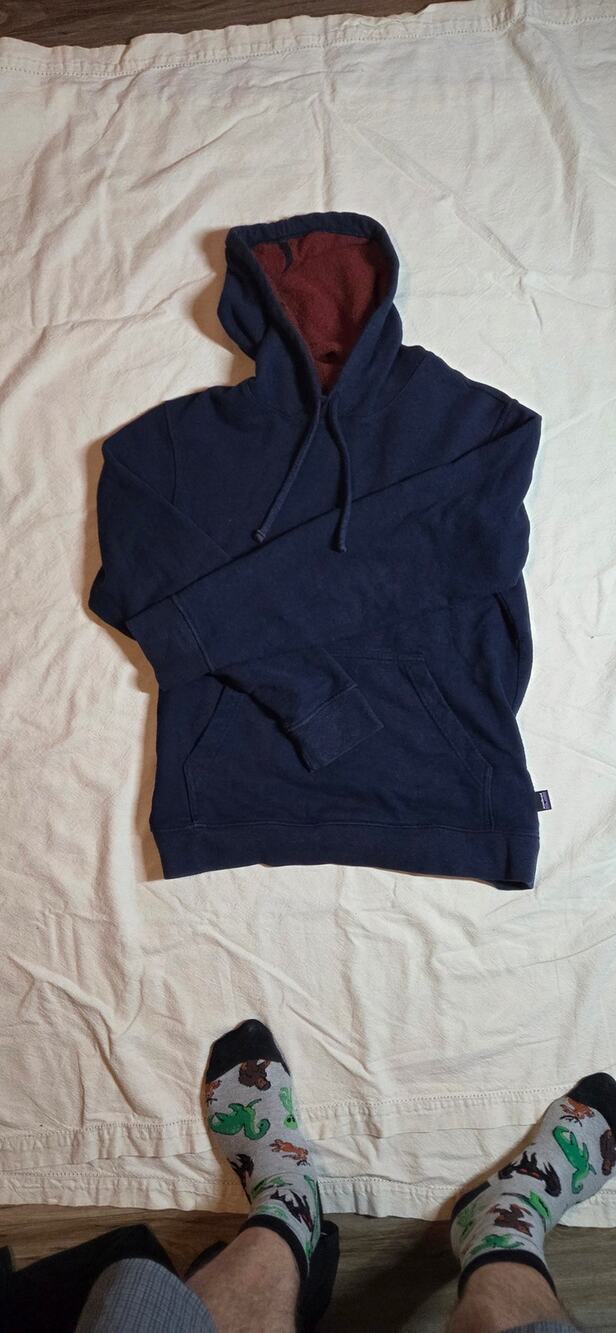Patagonia Trail Harbor Hoody – Blue with Red Marled Lining – Size M Hemp/cotton